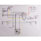 Elektromos kábelköteg és rajz, üzemanyagtankba süllyesztett gyújtáskapcsolóhoz, Jawa 250/350 Kyvacka