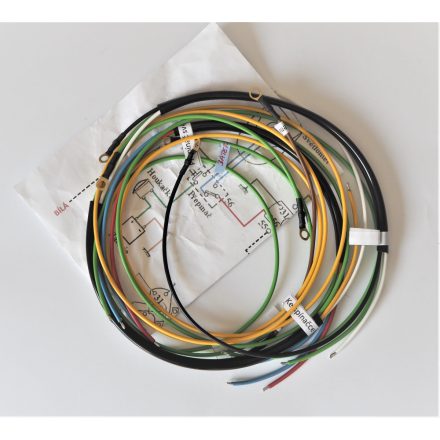 Elektromos kábelköteg és rajz, burkolat alatt lévő kürttel, Jawa 50 typ 550
