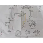 Elektromos kábelköteg és rajz, burkolat alatt lévő kürttel, Jawa 50 typ 550