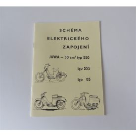   Elektromos bekötési rajz Jawa 50 typ 05/550/555 - szlovák nyelvű A5 formátumú, 20 oldal