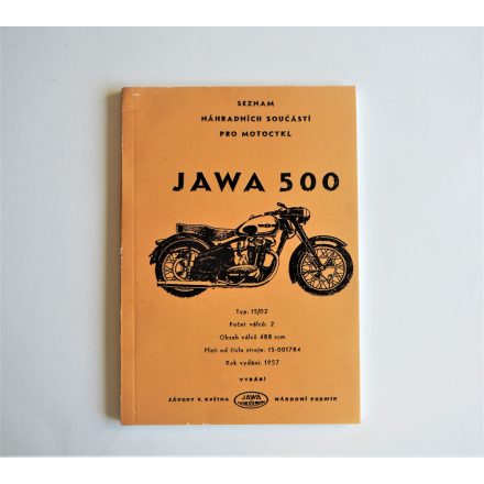 Alkatrész-katalógus JAWA 500 OHC 02 - cseh nyelvű, A5 formátumú, 120 oldal