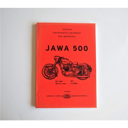 Alkatrész-katalógus JAWA 500 OHC 00 - cseh nyelvű, A5 formátumú, 133 oldal