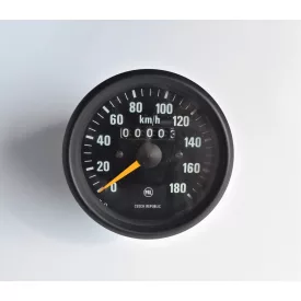   Kilométeróra, 180 km/h, fekete keret, sárga mutató, eredeti, Jawa 634-640