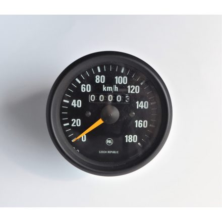 Kilométeróra, 180 km/h, fekete keret, sárga mutató, eredeti, Jawa 634-640