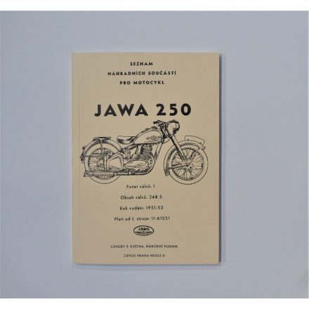 Alkatrész-katalógus JAWA 250 PERAK - cseh nyelvű, A5 formátumú, 128 oldal