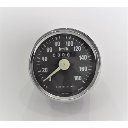 Kilométeróra, 180 km/h, krómozott keret, fehér mutató, Jawa 634-640