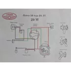 Elektromos kábelköteg és rajz, 20 W, főköteg Jawa 50 typ 20, 21