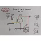 Elektromos kábelköteg és rajz, 20 W, főköteg Jawa 50 typ 23 Mustang