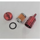 Üzemanyag szűrő kerek, piros, elektrokémiai polírozással alumínium, Jawa, ČZ