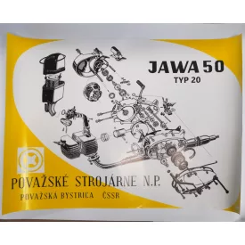 Poszter - motorblokk - Jawa 50 typ 20- 84 x 60 cm, Jawa 50