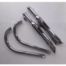   Kipufogó dob + könyök, krómozott, készlet, Jawa 250 typ 353 Kyvacka ( DUELLS )