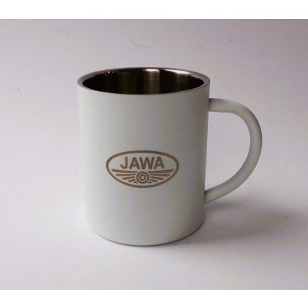 Bögre, 250 ml, fehér, korrózióálló, logo JAWA