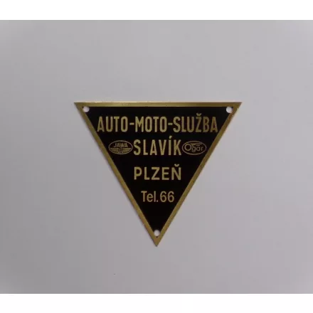 Típustábla, SLAVIK, 67 x 67 x 67 mm, sárgaréz