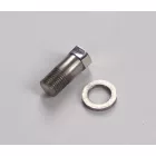 Alsó csavar első villa dugattyúhoz, M10/1, 11mm-es kulcsnyílás, rozsdamentes acél, polírozott, alátéttel, Jawa, ČZ