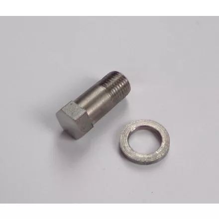 Alsó csavar első villa dugattyúhoz, M10/1, 11mm-es kulcsnyílás, rozsdamentes acél, alátéttel, Jawa, ČZ