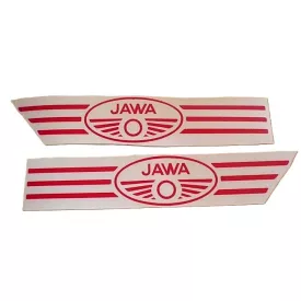 Matrica JAWA, üzemanyagtartályra, 20,5 cm, 2 db, piros