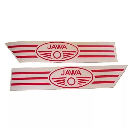 Matrica JAWA, üzemanyagtartályra, 20,5 cm, 2 db, piros