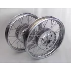 Kerekek - szett, első, hátsó, eredeti, felújítás után, kerékagyak - elektropolírozott, Jawa 250/350 Kyvacka