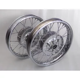  Kerekek - szett, első, hátsó, eredeti, felújítás után, kerékagyak - elektropolírozott, Jawa 250/350 Kyvacka