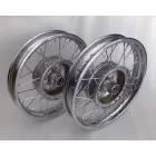 Kerekek - szett, első, hátsó, eredeti, felújítás után, kerékagyak - elektropolírozott, Jawa 250/350 Kyvacka