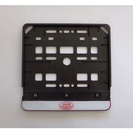 Motorkerékpár rendszámtábla keret, JAWA logó nyomtatással, fényes