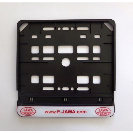 Motorkerékpár rendszámtábla keret, E-JAWA nyomtatással, fényes