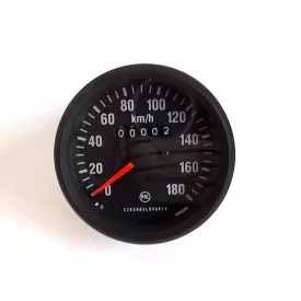   Kilométeróra, 180 km/h, fekete keret, narancssárga mutató, Jawa 634-640